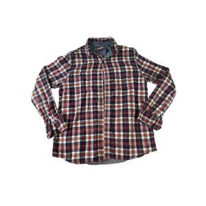 Alesbury Men’s Flannel Shirt Size L Red Plaid Long Sleeve Button Up Casual Lined